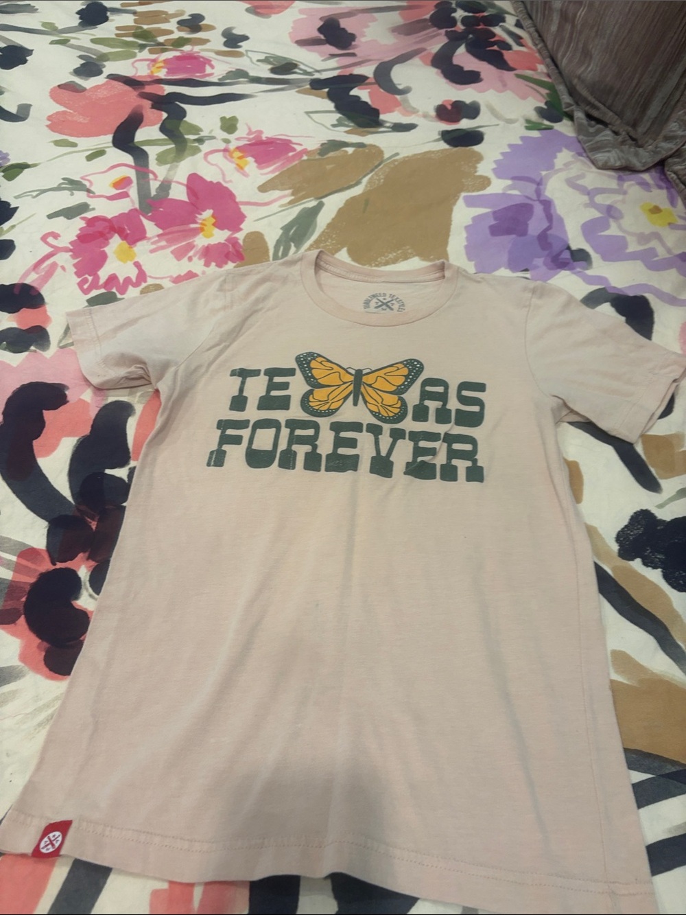 Texas Forever Short Sleeve Graphic Tee - Pink Butterfly